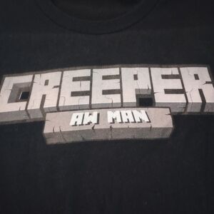 Minecraft Movie Creeper Aw Man Black Graphic Tee Shirt Women's Small Block Craft